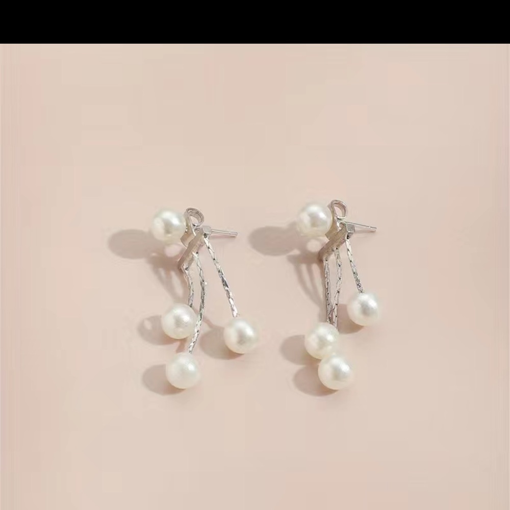 New Faux Pearl Earrings with Silver Elements